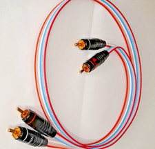 Pro HiFi Audiophile 0.75m DNM solid core V3 twin phono/RCA lead Gold Plated plug