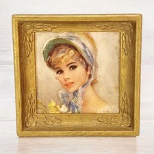 VTG Framed Spring Lady Girl