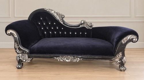 Velvet baroque style chaise - velvet,