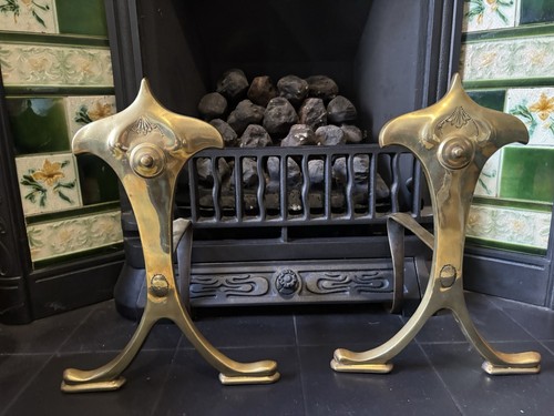 Art nouveau pair solid brass - art,