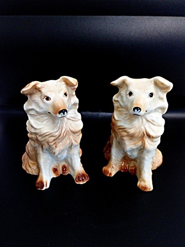 Vintage pair ceramic collie - ceramic,