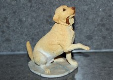 Sherratt & Simpson Resin Golden Labrador with Lead in mouth Dog  - 11cms high