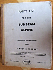 SUNBEAM ALPINE SERIES 1 PARTS