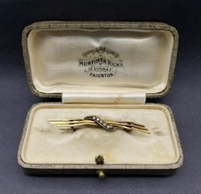 Antique 9ct gold pin brooch set with seed pearls Antique Box Included