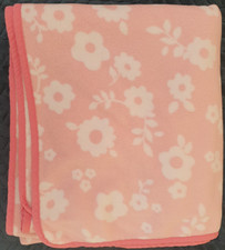 Mothercare Fleece Cot Blanket pink floral flowers  120x155cm