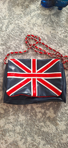 Navy faux leather british flag - navy,