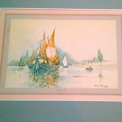 Mounted framed nautical - mounted,