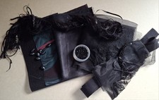 Embroidery Pack BLACK: Fabrics/Glass Beads/Sequins/Lace/ Ribbons/Threads & Yarns