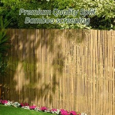 Split Bamboo Slat Fencing Privacy Screening Rolls 4M Wide Natural Garden Outdoor