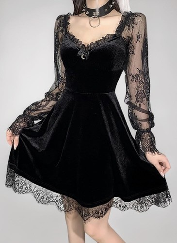 Xkphyd gothic velvet dress - gothic,
