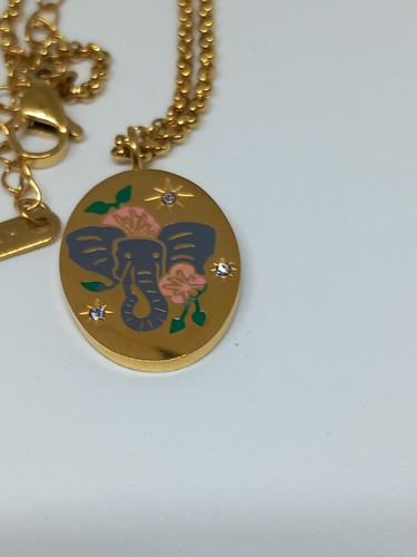 Elephant gold plated pendant - gold,
