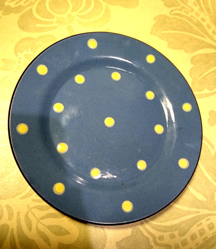 Blue and white spotted - white,
