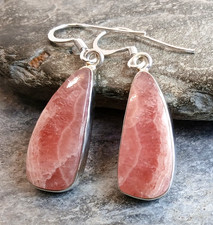 925 Silver Pink RHODOCHROSITE Earrings E454~Silverwave*uk Jewellery