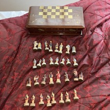 Roman Design Chess Set 2000 W U In Heavy Folding Wood/brass chess Board/box