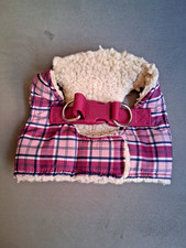 PINK & PURPLE FLEECE-LINED TARTAN HARNESS TO FIT SMALL DOG E.G. JACK RUSSELL