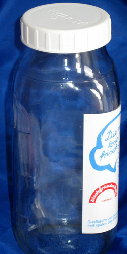 Glass milk bottle white - qt,