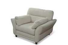 Large Chair White Fabric Cosy Comfy Armchair Off-White New Ex Display Sale