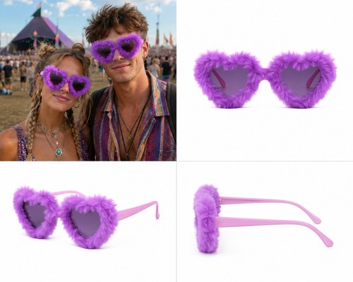 Fun fur purple sunglasses - 12,