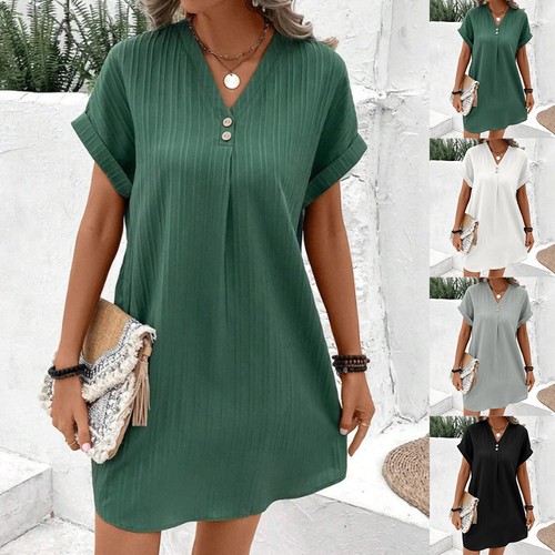Women neck buttons shirts - women, v-neck