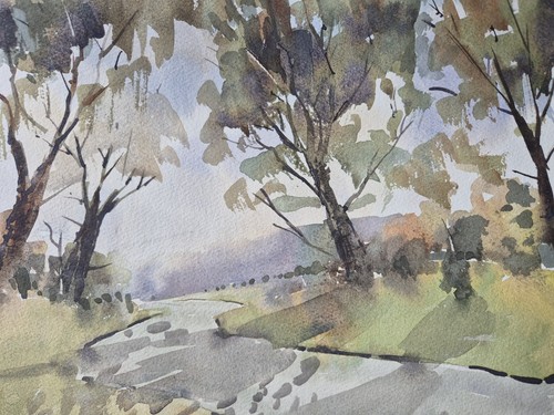 Country lane watercolour - country,