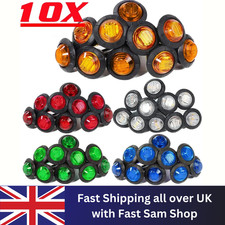 10Pcs 12V Car Truck Lorry Round LED Bullet Button Side Mini Marker Lights Lamp