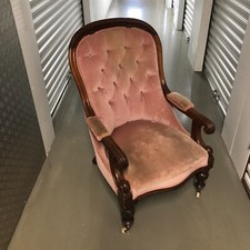 Antique Victorian Style Spoon Back Pink Velvet Nursing Chair Upholstery Project