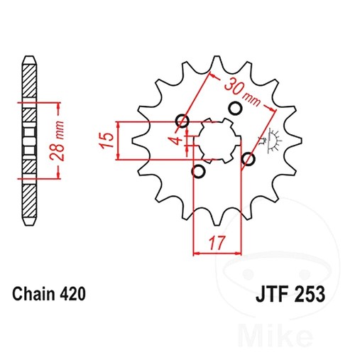 Front sprocket 420 - front, 15