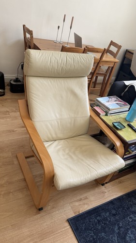 Ikea poang cream leather - poang,