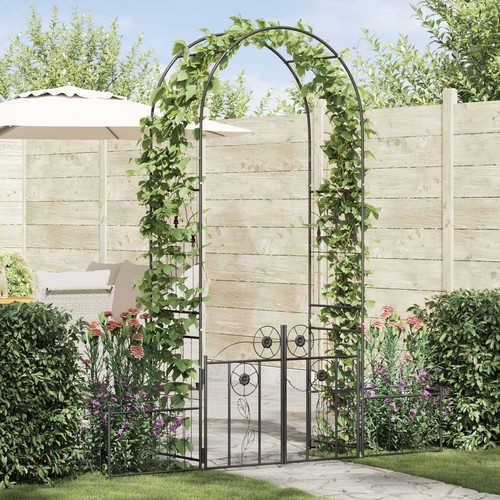 Black metal garden arch - black,