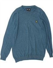 LYLE & SCOTT Mens Boat Neck Jumper Sweater Large Blue Cotton CX09
