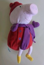 2003 Vintage PMS Peppa Pig Plush  Toy 18' Red Coat Hat & Purple Scarf 