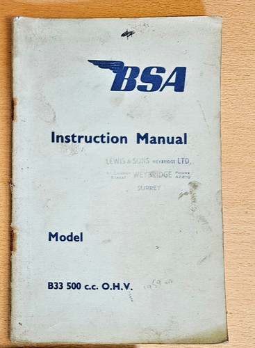 Bsa owners instruction b33 - bsa,
