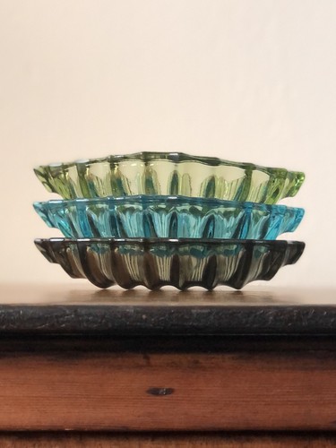 Three vintage pressed glass