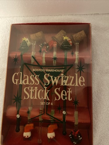 Christmas glass swizzle sticks - glass,