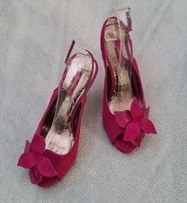 Next Ocassion Deep Fuchsia Suede Open Toe Slingback Platfom Shoes Size 4/37 Exc