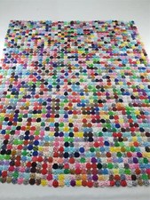 Vintage Feed Sack Hand Sewn Beautiful Block Pattern  YO YO Quilt 91x78 inches