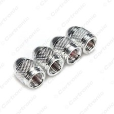 Metallic SILVER Metal Steel Dust Valve Wheel Tyre Caps (DC4) fits ROLLS ROYCE