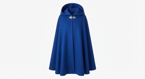 Women blue hooded cape coat - women,
