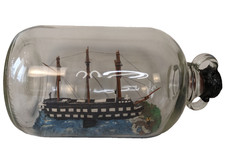 Vintage Sail Ship In Giant One Gallon Bottle Galleon Ship Nautical Model 13in