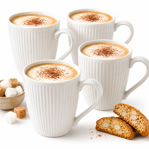 Coffee mugs stoneware white - 4x,