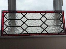 RENOVATED: Beautiful Elegant Antique Stained Glass Window Fanlight 79.5 x 32.5cm