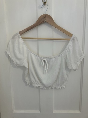 Primark white crinkle crop top - crinkle,