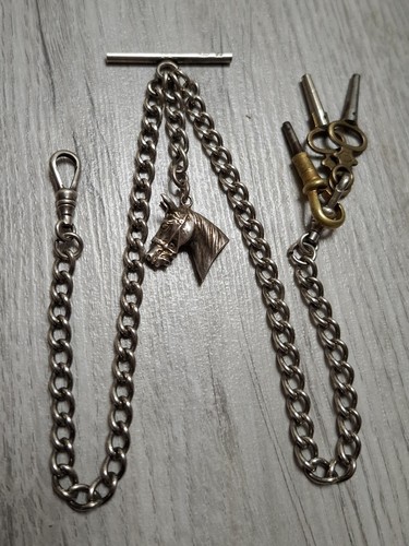Antique silver albert watch - ,