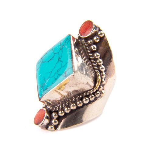 Tibetan ring red coral - tibetan,