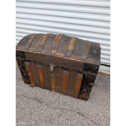 Antique dome top steamer trunk - steamer,