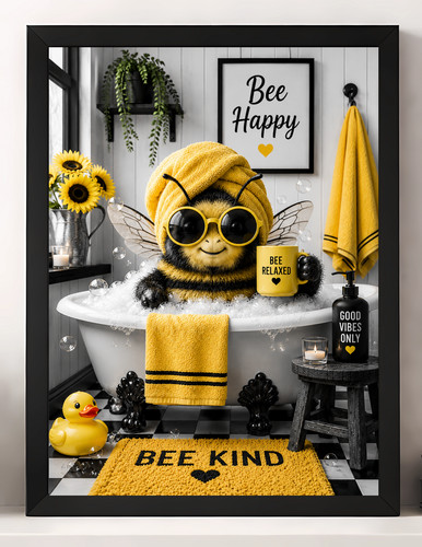Bee bathroom print poster - bathroom,