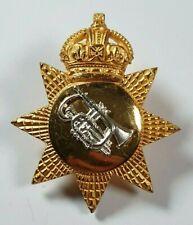 British Army Gilt Metal Officers Band Bandmaster Cornet 2 Piece Cap Badge - KC