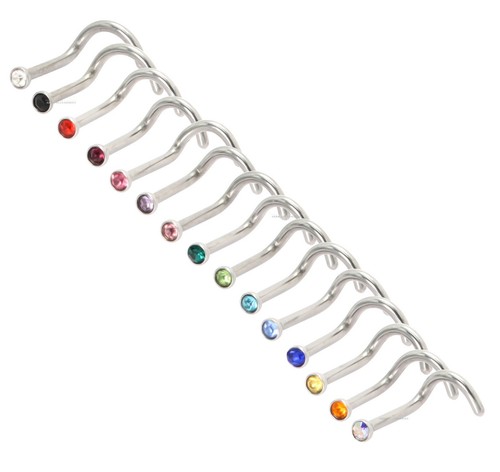 Silver corkscrew nose - silver, stud