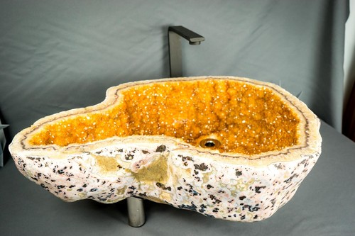 Natural citrine geode sink - geode,