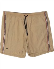 LACOSTE Mens Graphic Swimming Shorts Size 6 XL  Beige Cotton DW13